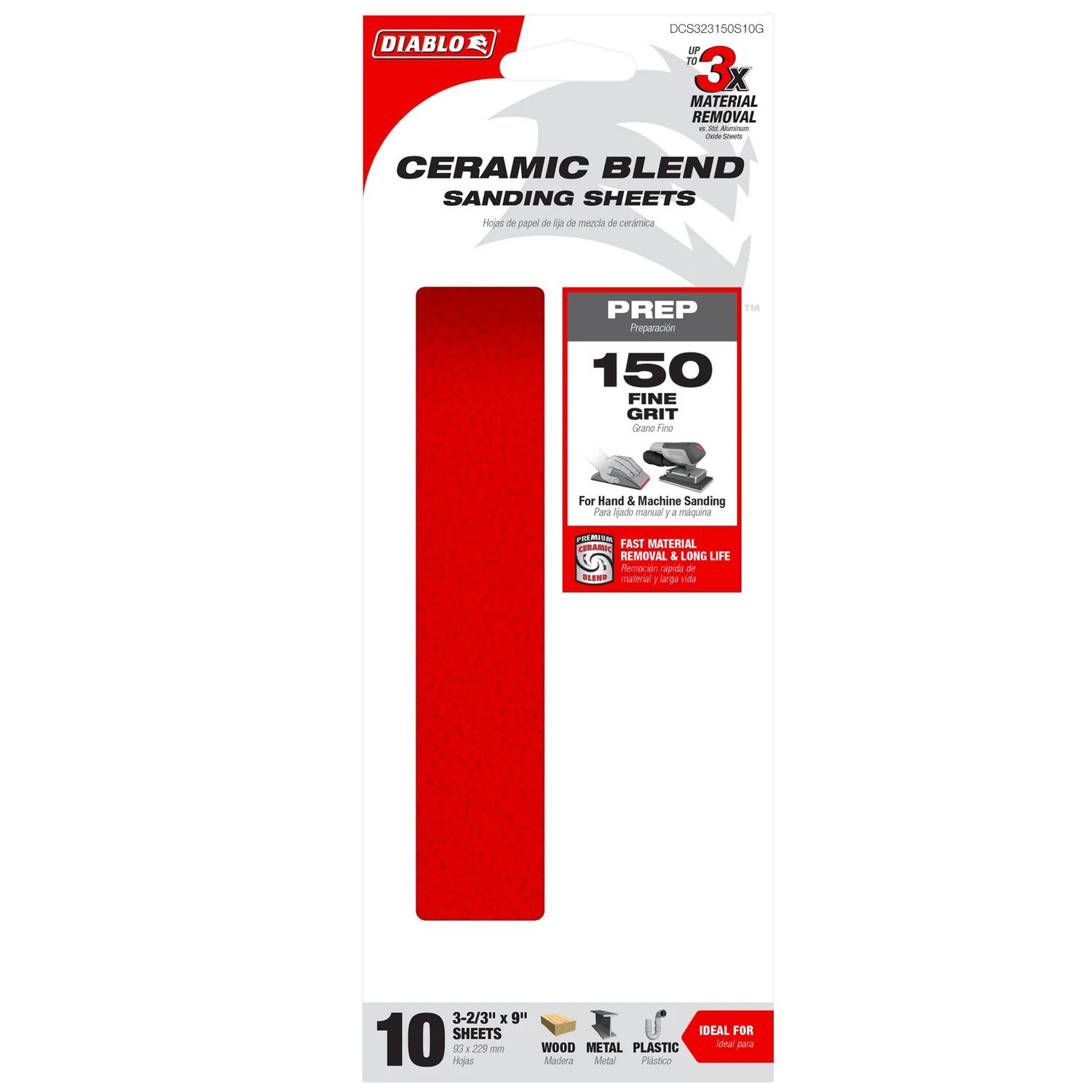 Diablo Tools 1/3 Sheet 150-Grit Sanding Sheets, 9-In x 3-2/3-In, 10-Pk