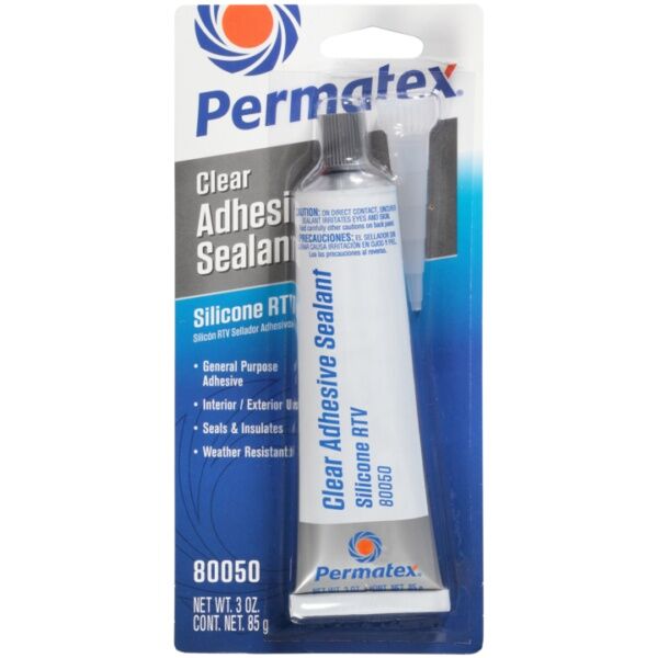 Permatex Clear RTV Silicone Adhesive Sealant, 3-Oz