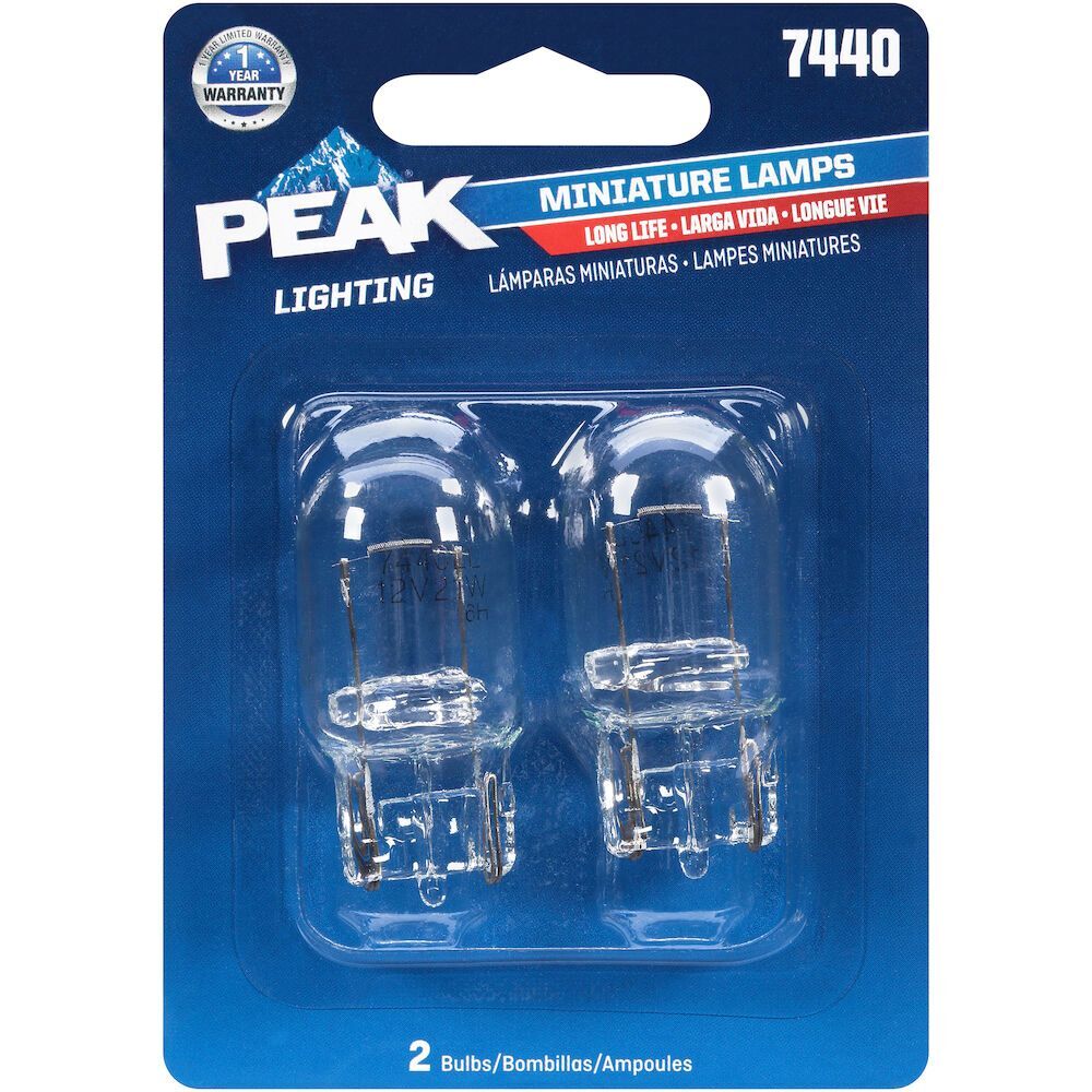 PEAK Long Life Automotive Miniature 7440 Light Bulbs, 2-Pk