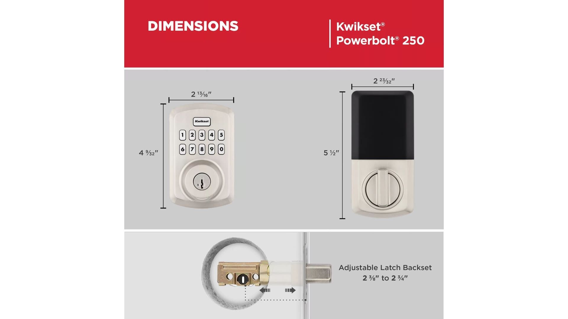Kwikset Powerbolt 250 Satin Nickel Transitional Keypad Electronic Lock