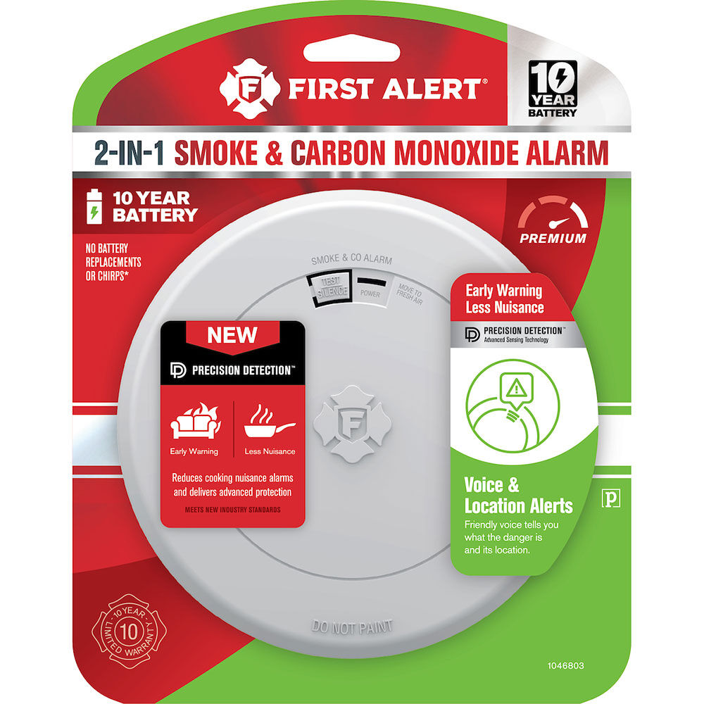 First Alert 10-Year Battery 2-In-1 Smoke & CO Alarm With Voice Alerts