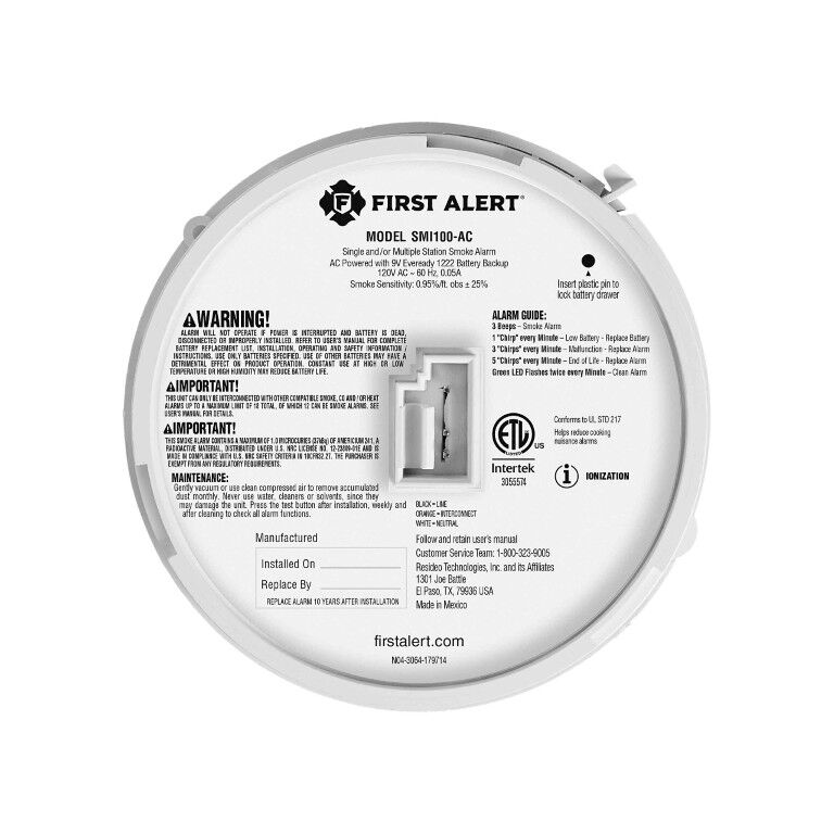 BRK Interconnectable Ion Smoke Alarm With Battery Backup