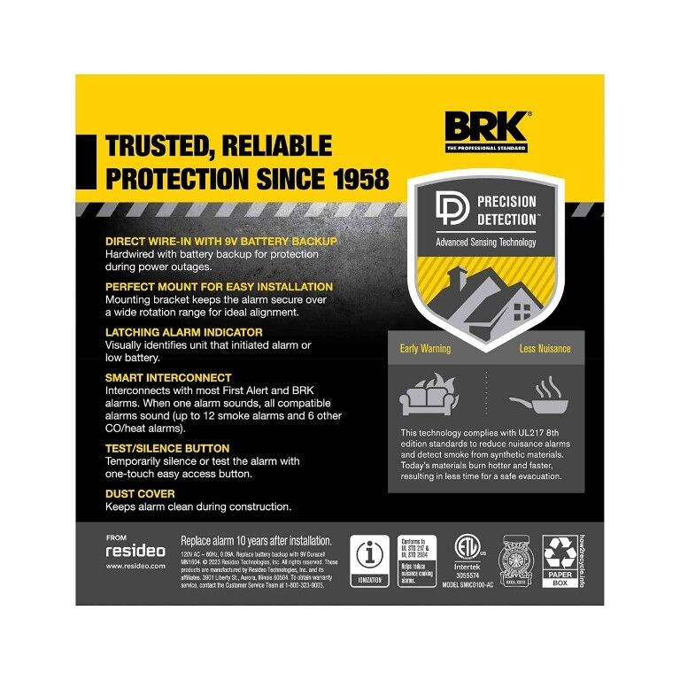 BRK Interconnect Hardwire 2-In-1 Smoke & CO Alarm With Battery Backup