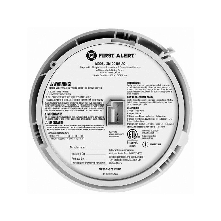 BRK Interconnectable Ion Smoke & CO Alarm With 10-Year Battery Backup