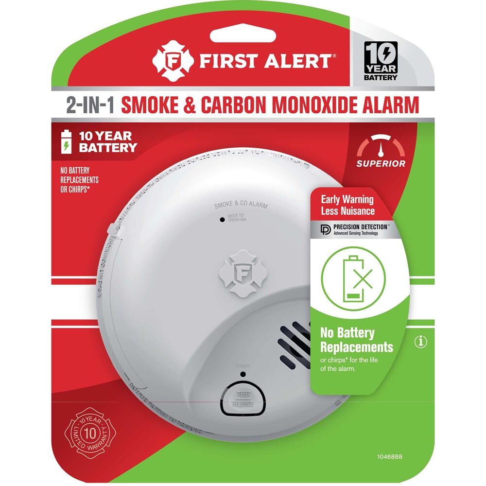 First Alert 10-Year Battery 2-in-1 Combination Smoke & Carbon Monoxide Alarm