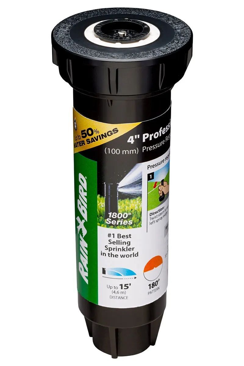Rain Bird 4-In Pop-Up Spray Head 180° Pattern Dual Spray Sprinkler With Pressure Regulator, 15-Ft