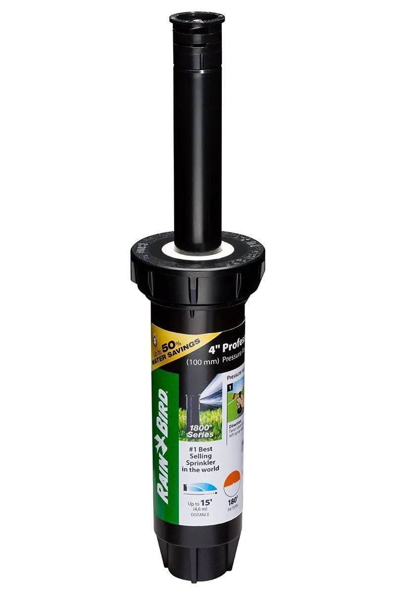Rain Bird 4-In Pop-Up Spray Head 180° Pattern Dual Spray Sprinkler With Pressure Regulator, 15-Ft
