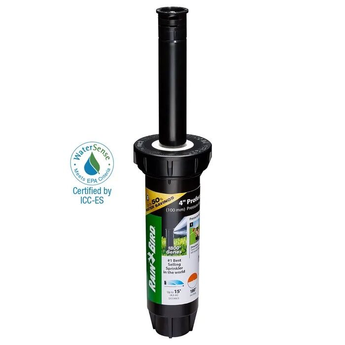 Rain Bird 4-In Pop-Up Spray Head 180° Pattern Dual Spray Sprinkler With Pressure Regulator, 15-Ft
