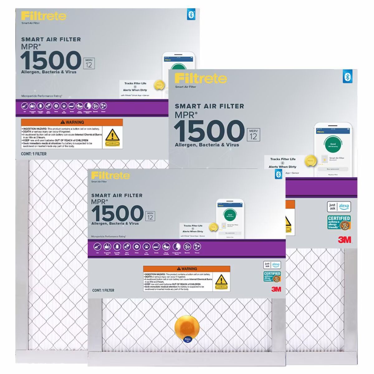 Filtrete Smart MPR 1500 Allergen, Bacteria, & Virus Air Filter, 20-In x 25-In x 1-In