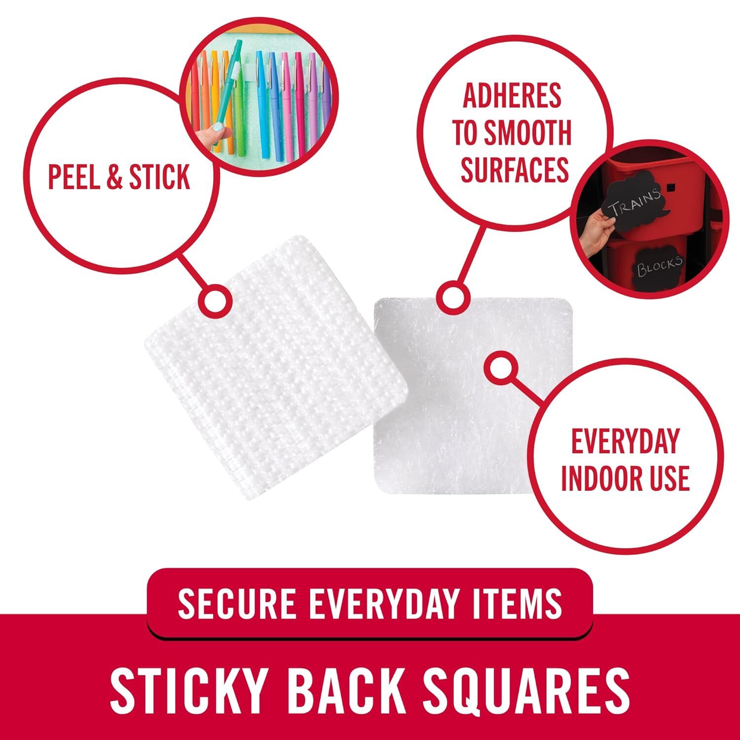 Velcro Brand White Sticky Back Squares, 7/8-In, 12-Pk