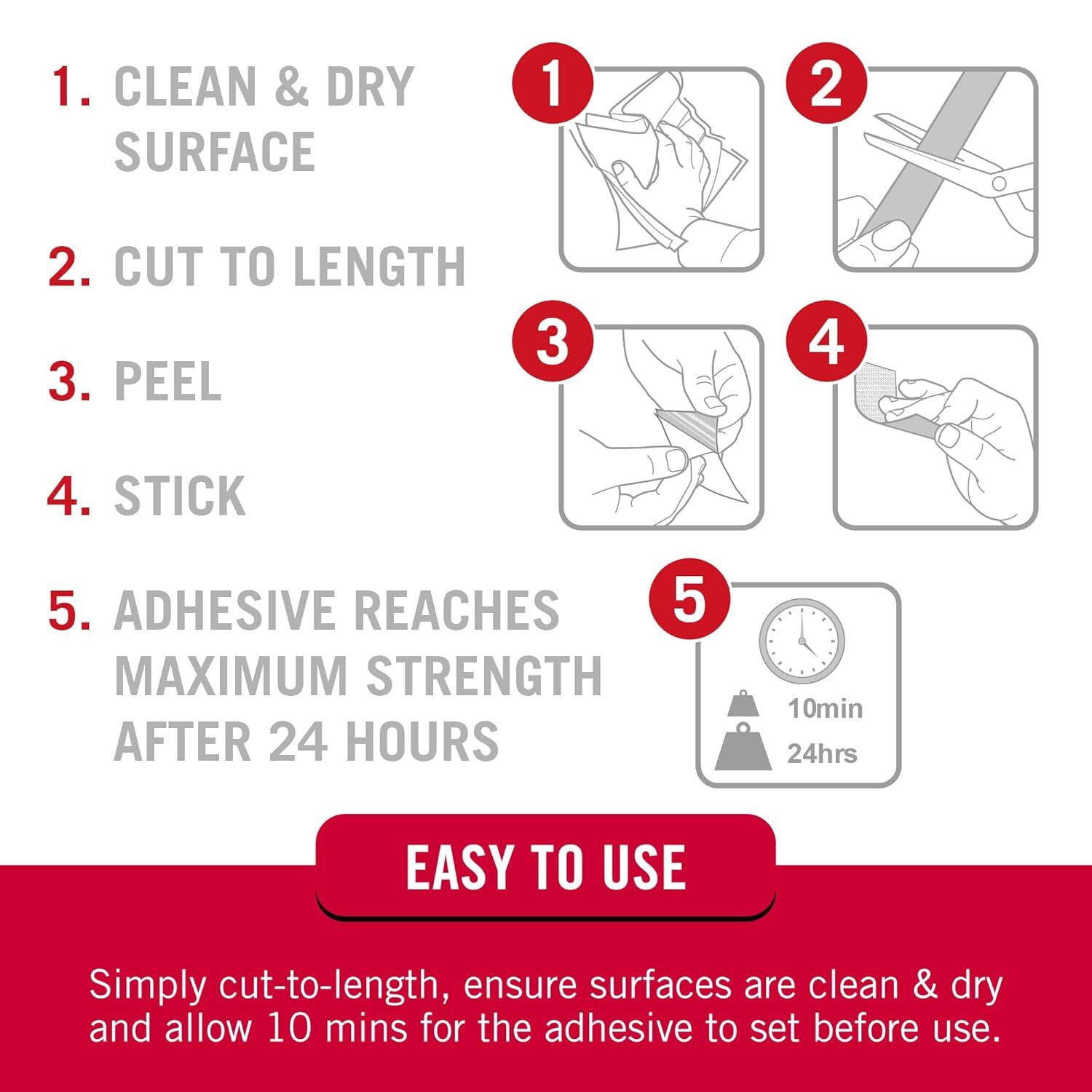 Velcro Brand Black Sticky Back Tape, 3/4-In X 15-In