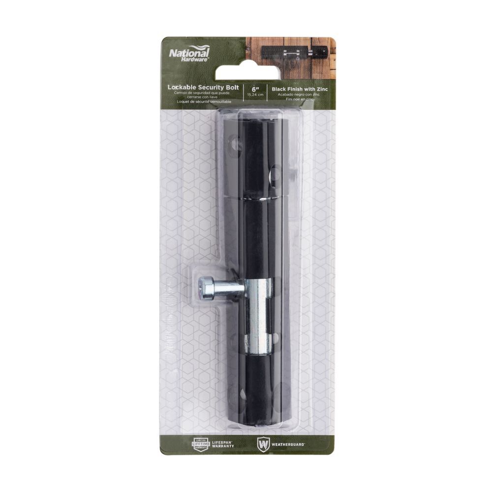 National Hardware Black Lockable Security Bolt, 6-In