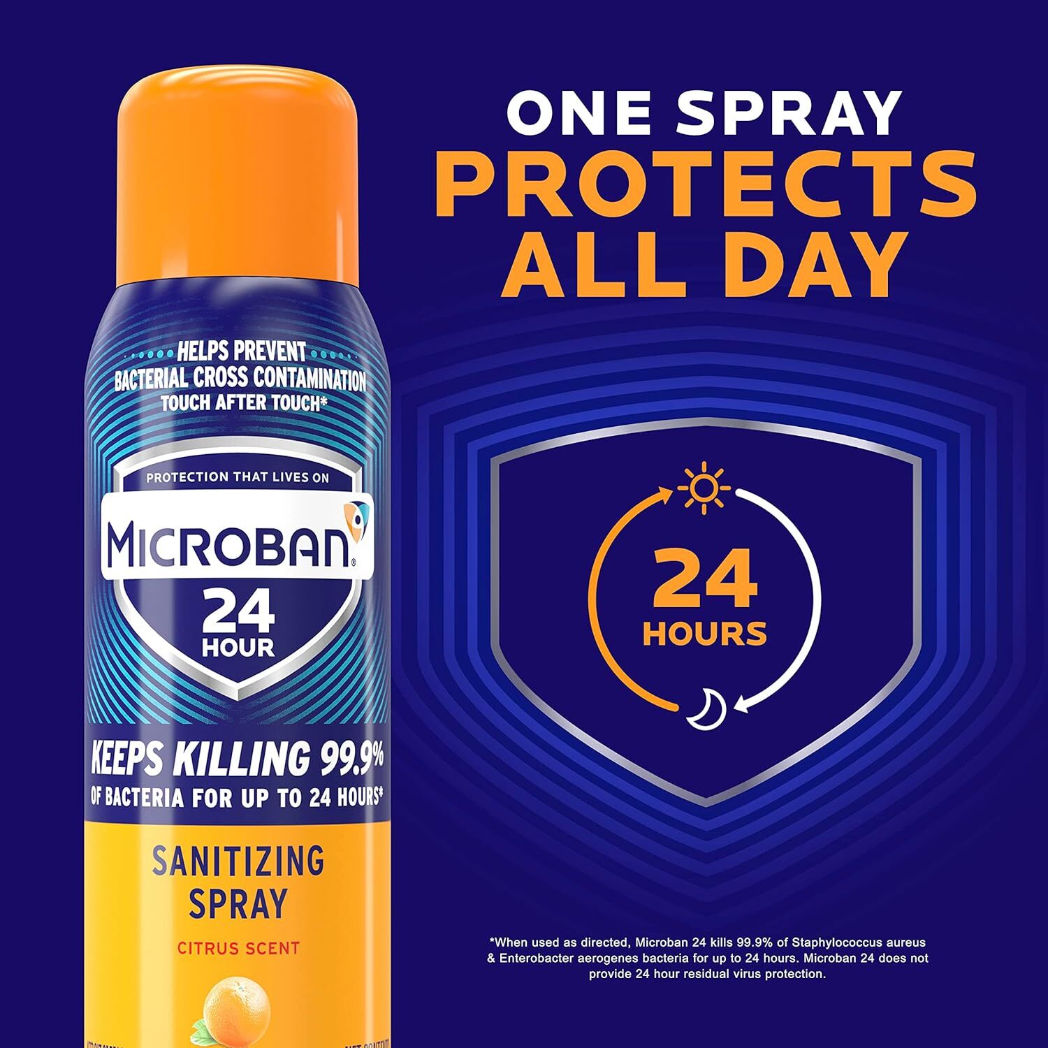 Microban 24 Hour Citrus Scent Disinfectant Sanitizing Spray, 15-Oz