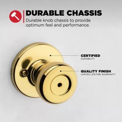 Kwikset Tylo Bed/Bath Polished Brass Door Knob