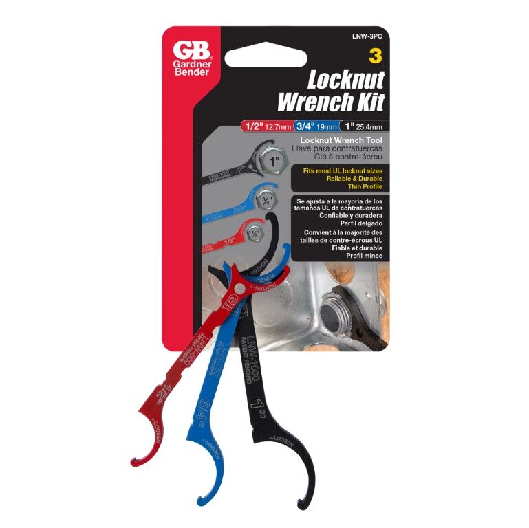 Gardner Bender Locknut Wrench Kit, 3-Pc