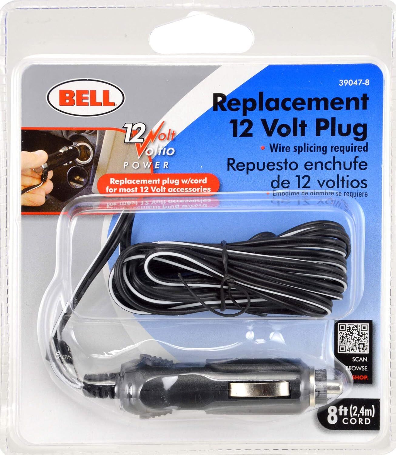 Bell Replacement 12-V Power Cord, 8-Ft