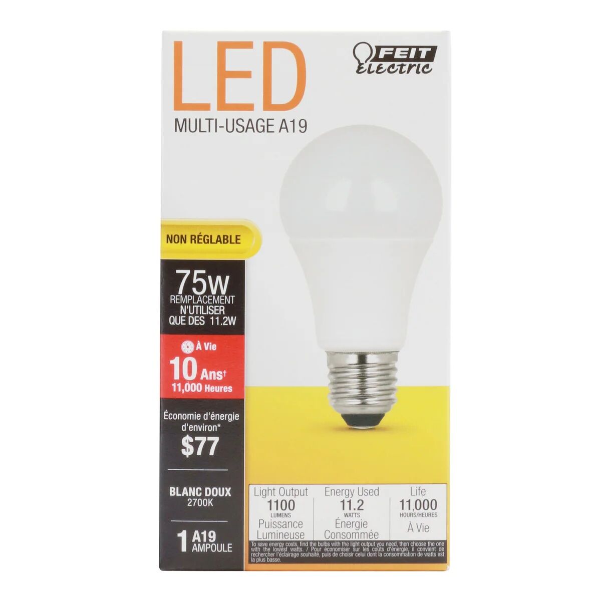 Feit Electric A19 11.2 Watt Frosted Soft White LED Light Bulb