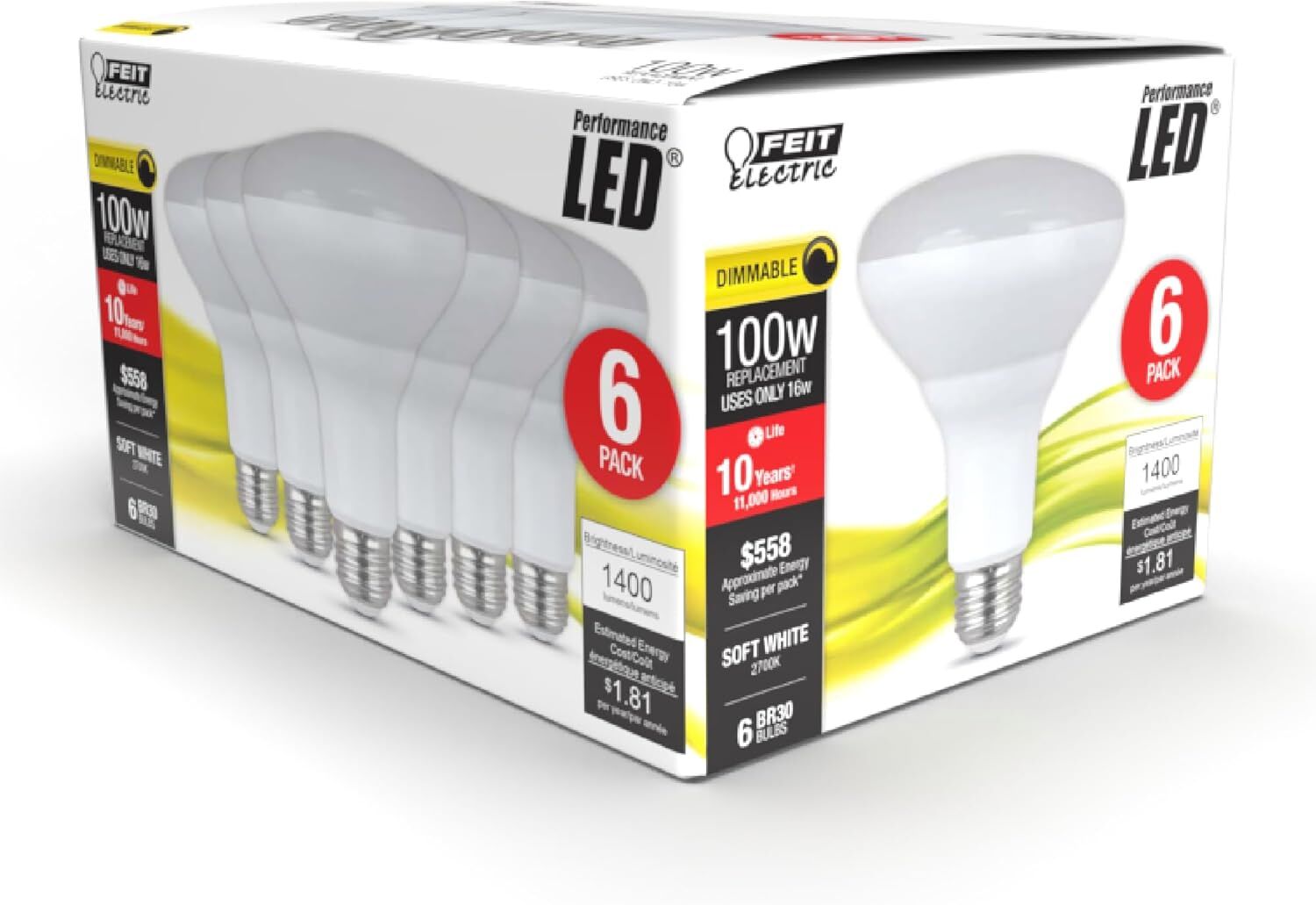Feit Electric LED BR30 Light Bulbs, 65-W