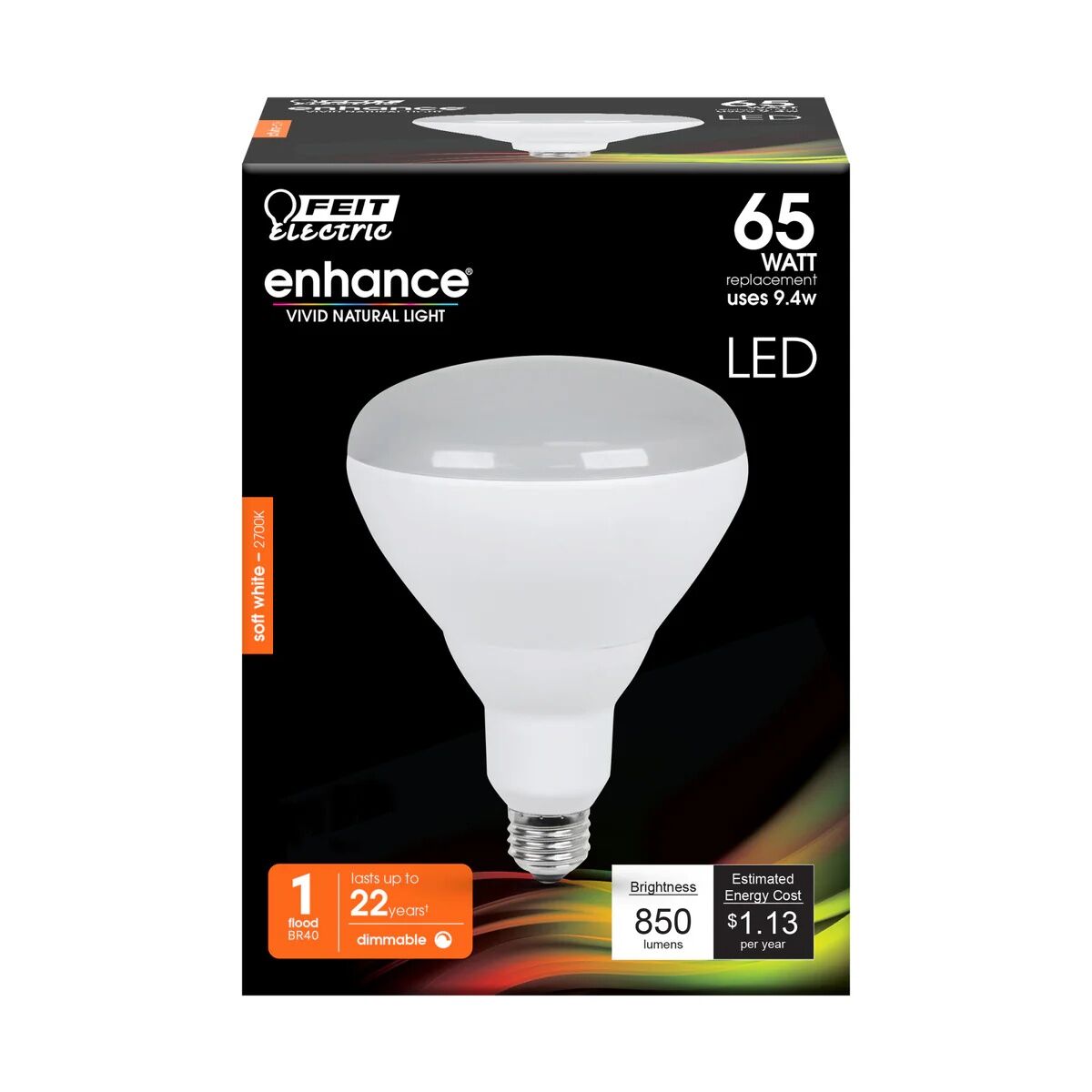 Feit Electric BR40 9.4 Watt Frosted Soft White Dimmable LED Flood Light Bulb