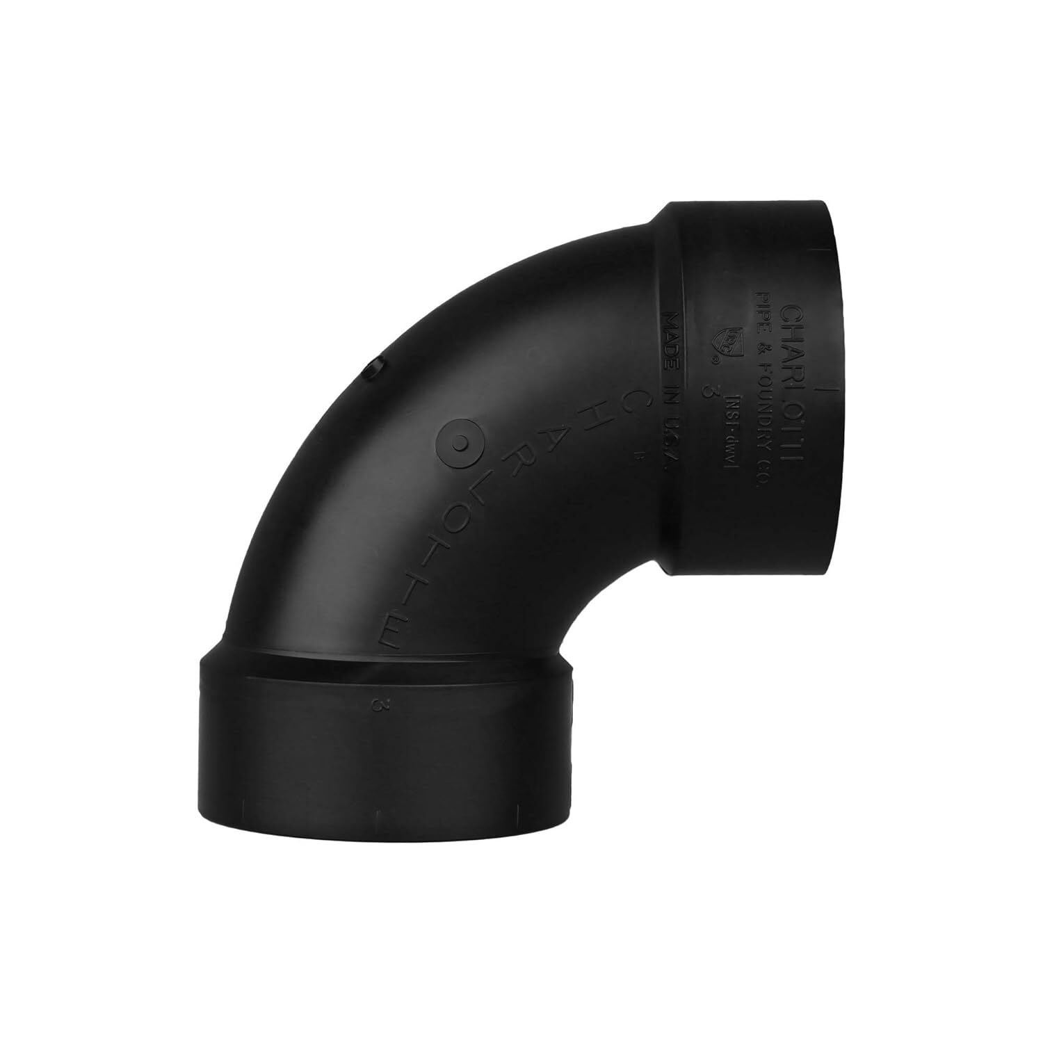 Charlotte Pipe ABS DWV 90° Elbow, 3-In Hub x 3-In Hub