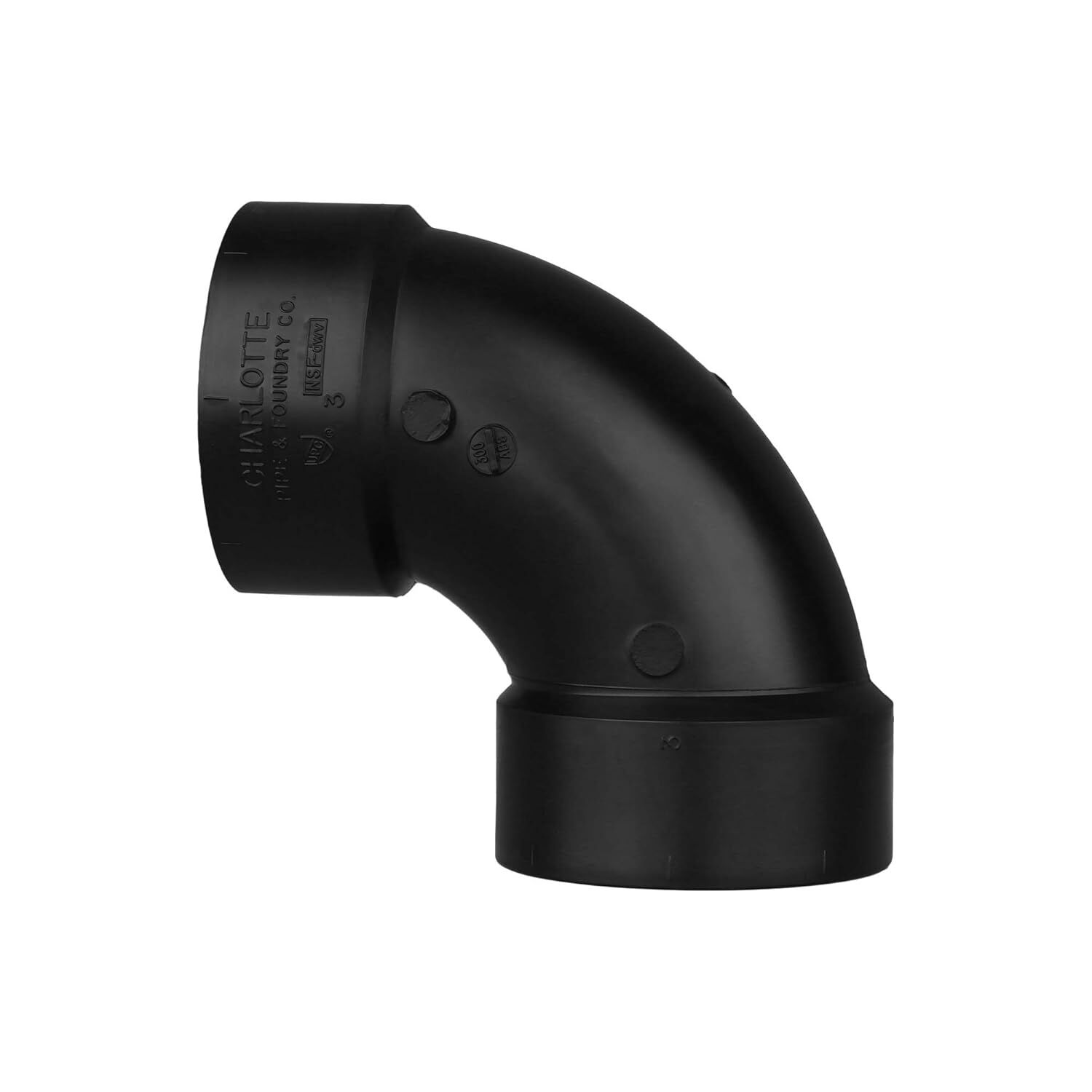 Charlotte Pipe ABS DWV 90° Elbow, 3-In Hub x 3-In Hub
