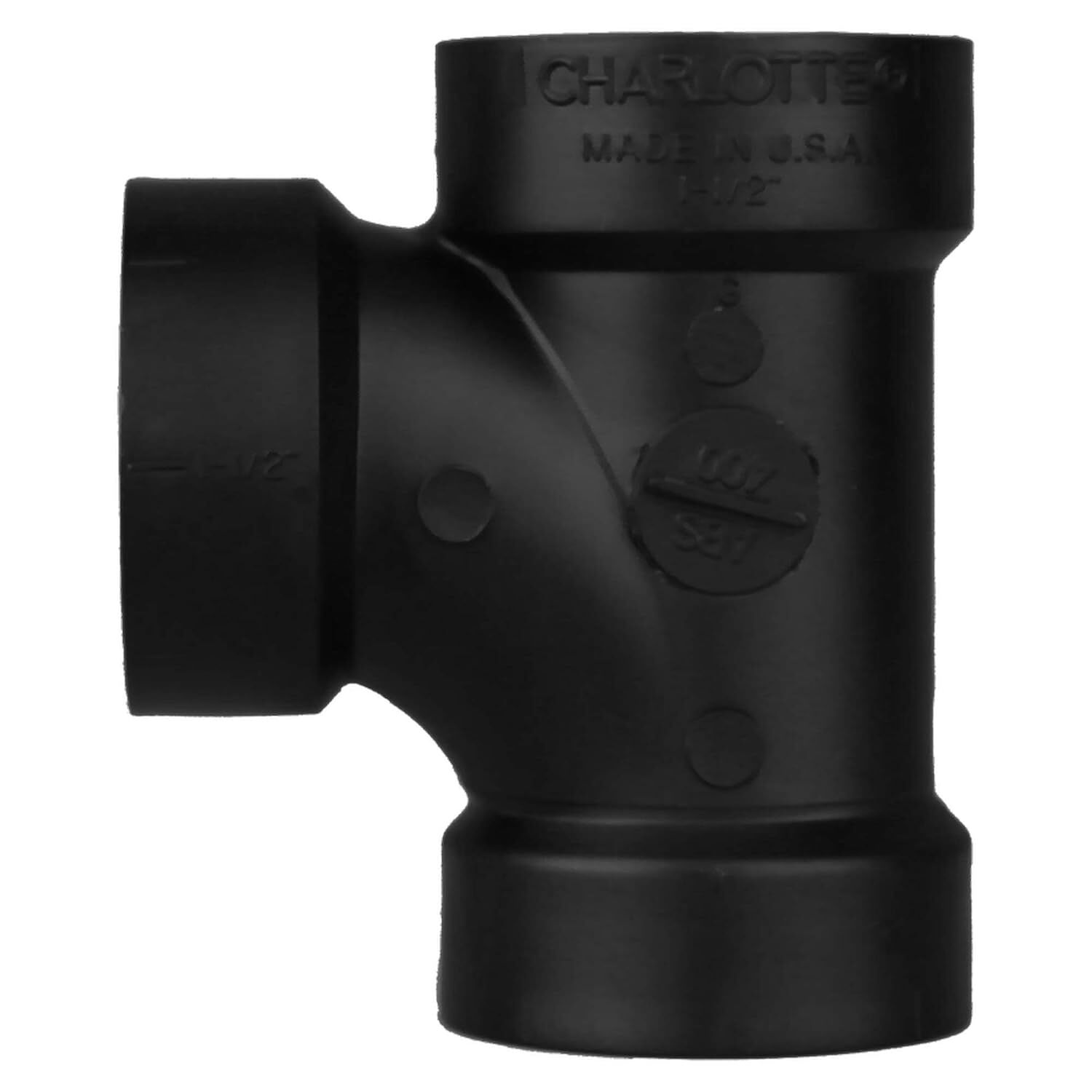 Charlotte Pipe ABS DWV Sanitary Tee, 1 1/2-In Hub