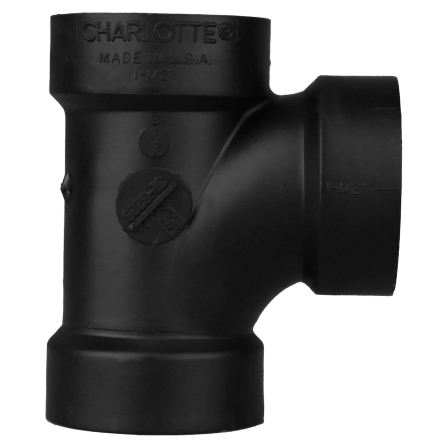 Charlotte Pipe ABS DWV Sanitary Tee, 1 1/2-In Hub