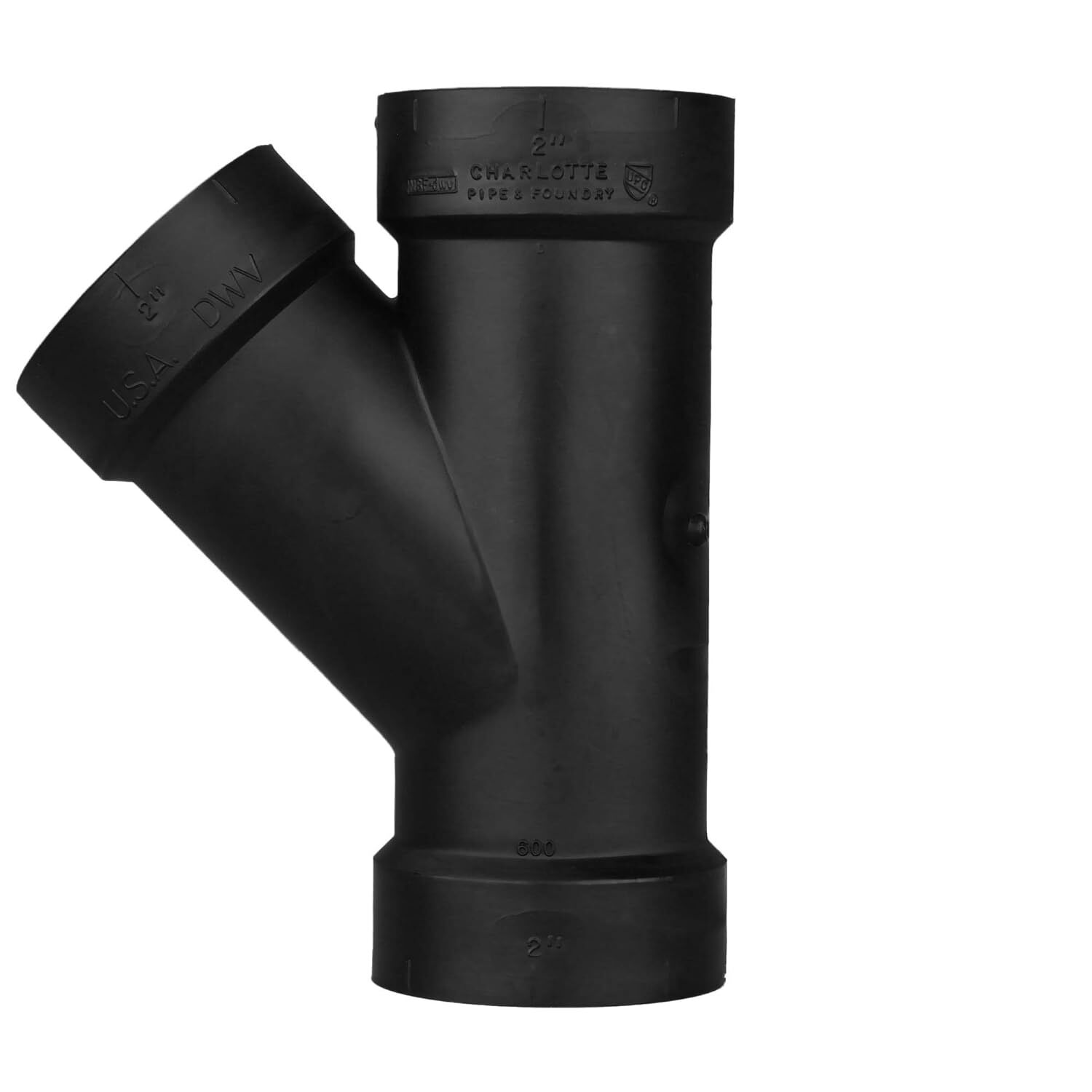Charlotte Pipe ABS DWV Wye Fitting, 2-In Hub