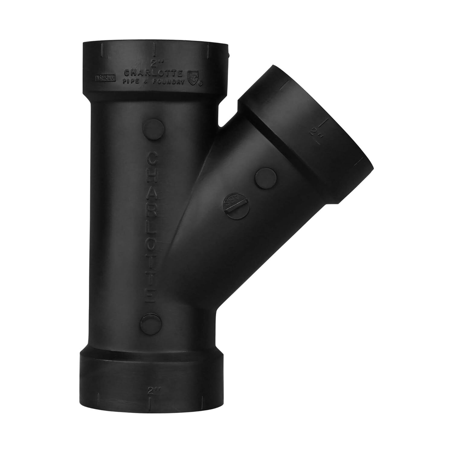 Charlotte Pipe ABS DWV Wye Fitting, 2-In Hub