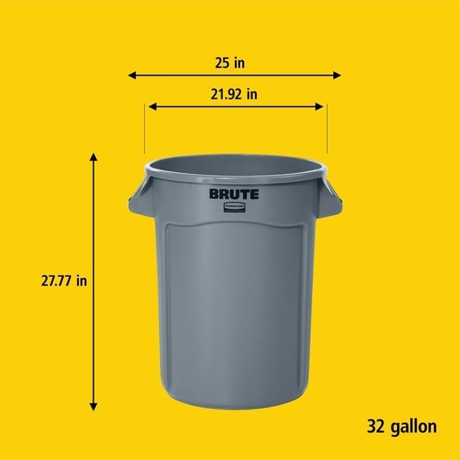 Rubbermaid Vented Brute Container, 32-Gal