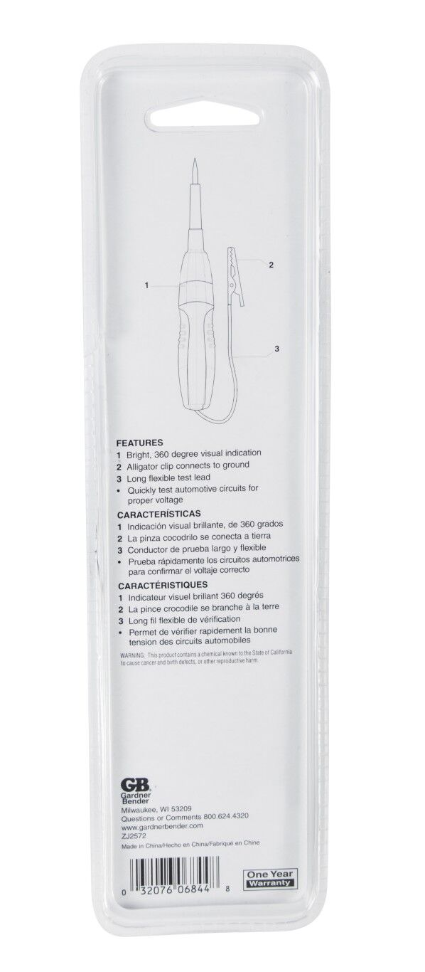 Gardner Bender Automotive Voltage Tester, 6/12-V