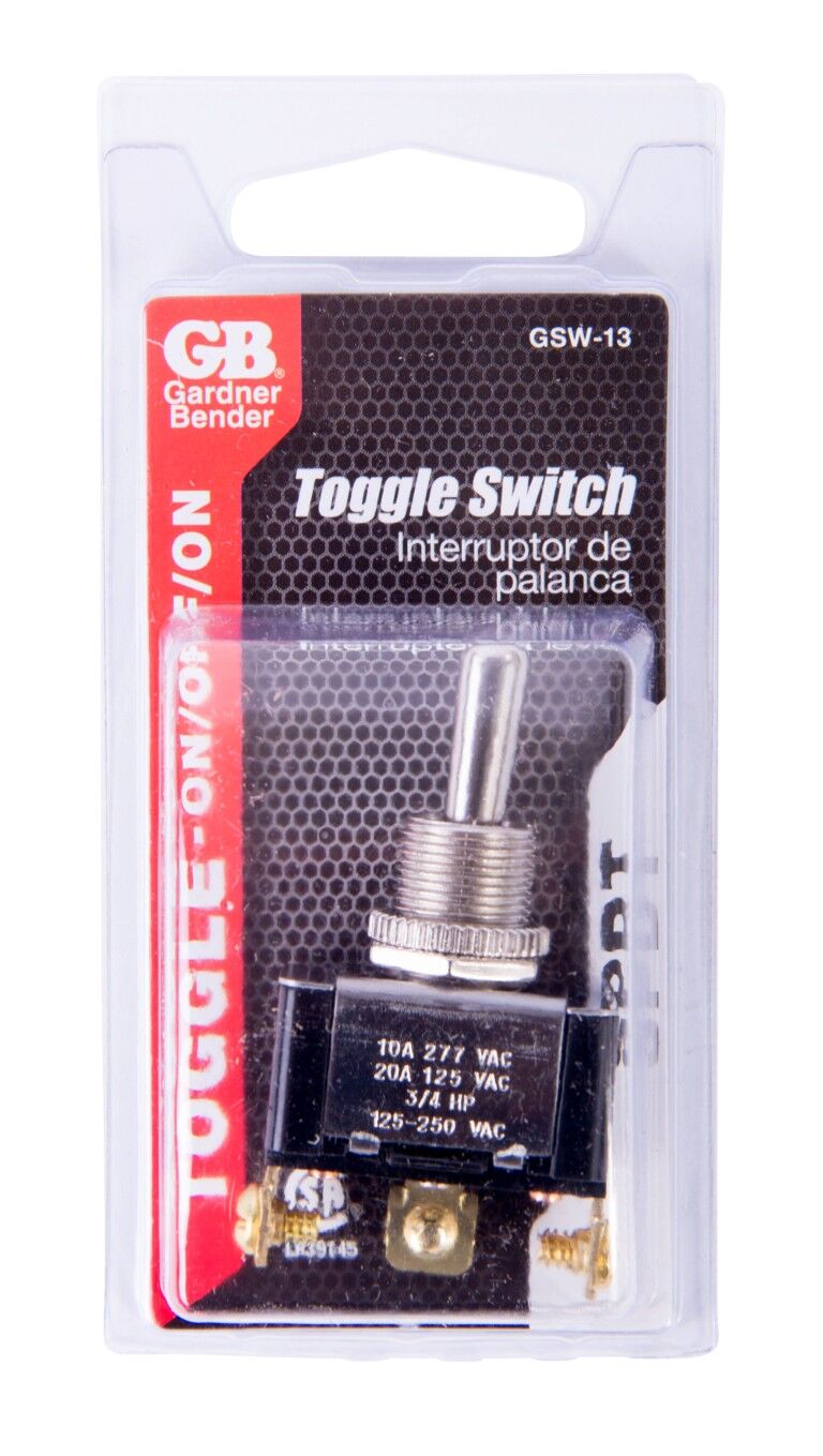 Gardner Bender SPDT On/Off Toggle Switch, 20-A/10-A, 125-V/250-V AC