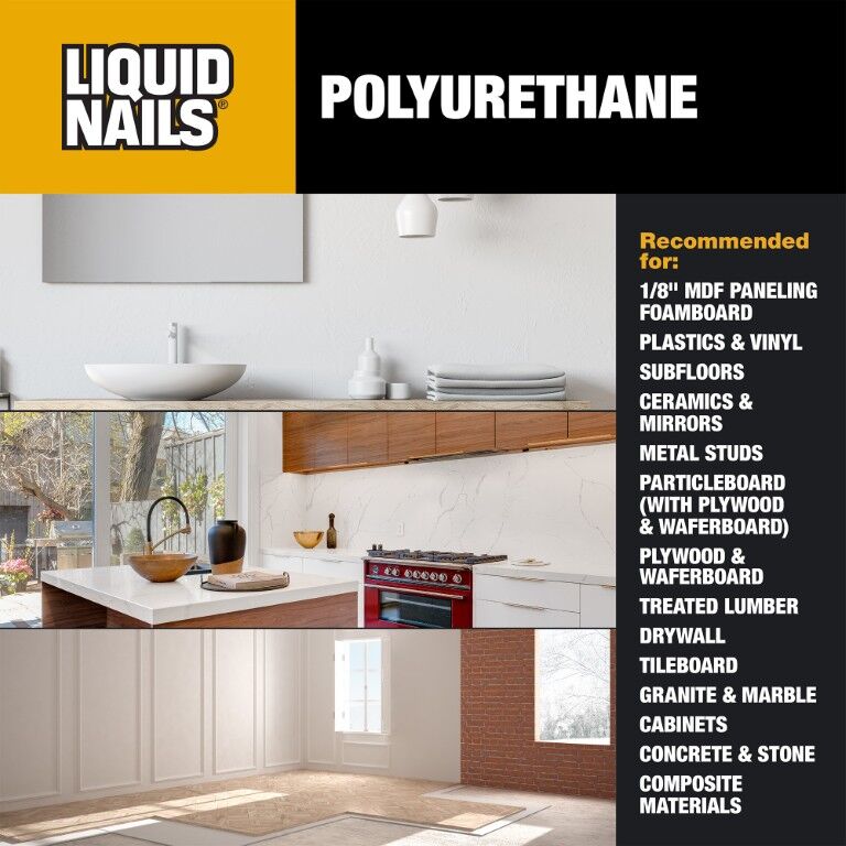 Liquid Nails Polyurethane Interior & Exterior Construction Adhesive, 10-Oz