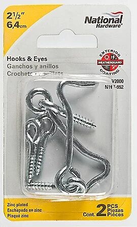 National Hardware Zinc Plated Hook & Eye, 2-1/2-In