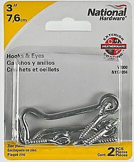 National Hardware Zinc Plated Hook & Eye, 3-In