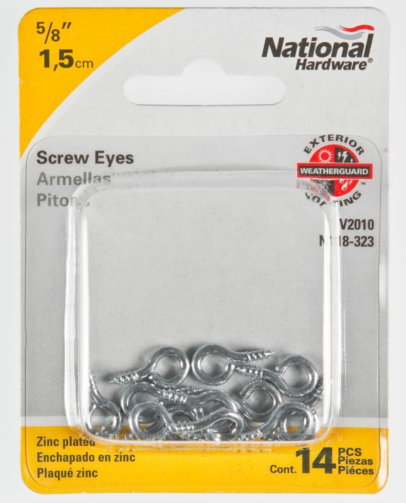 National Hardware Zinc Plated Screw Eyes, #214 - 1/2 x 5/8-In, 14-Pk