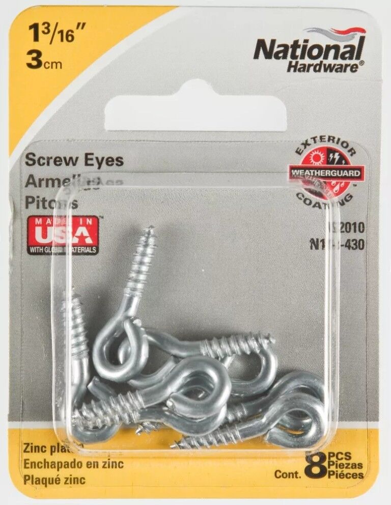 National Hardware Zinc Plated Screw Eyes, #210 1 3/16-In, 8-Pc