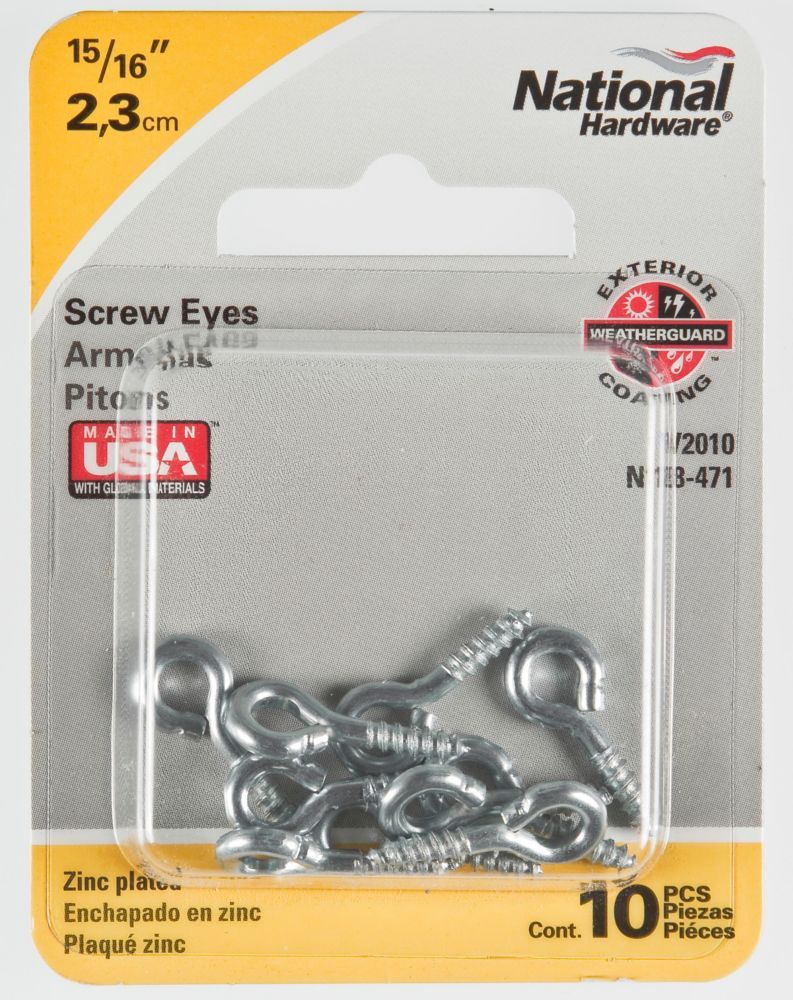 National Hardware Zinc Plated Screw Eye, #212 x 15/16-In, 10-Pk