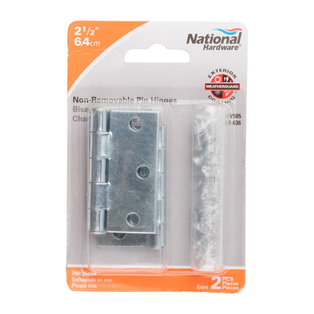 National Hardware Zinc Plated Removable Pin Hinge, 2-In, 2-Pk