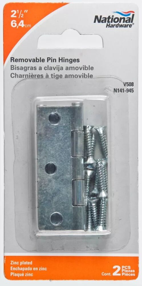 National Hardware Zinc Plated Removable Pin Hinge, 2 1/2-In