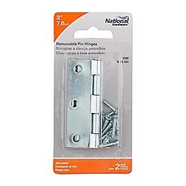 National Hardware Removable Zinc Plated Pin Hinge, 3-In