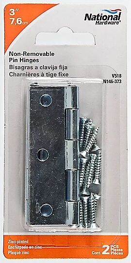 National Hardware Zinc Plated Non-Removable Pin Hinge, 3-In