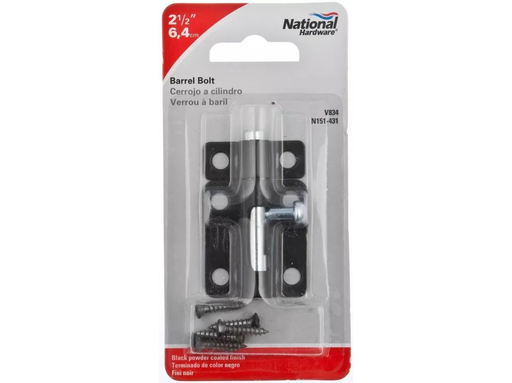 National Hardware Black Barrel Bolt, 2-1/2-In