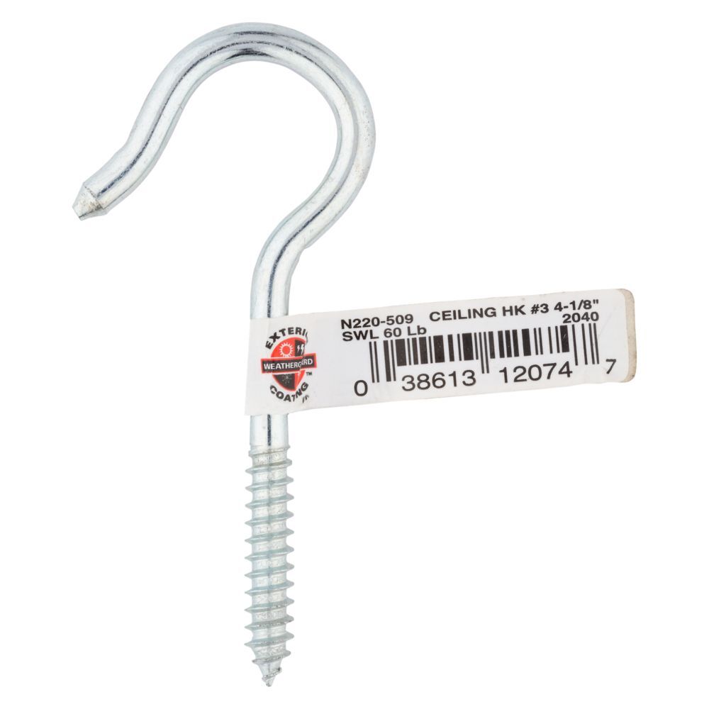 National Hardware Zinc Plated Ceiling Hook, #3 x 4 1/8-In