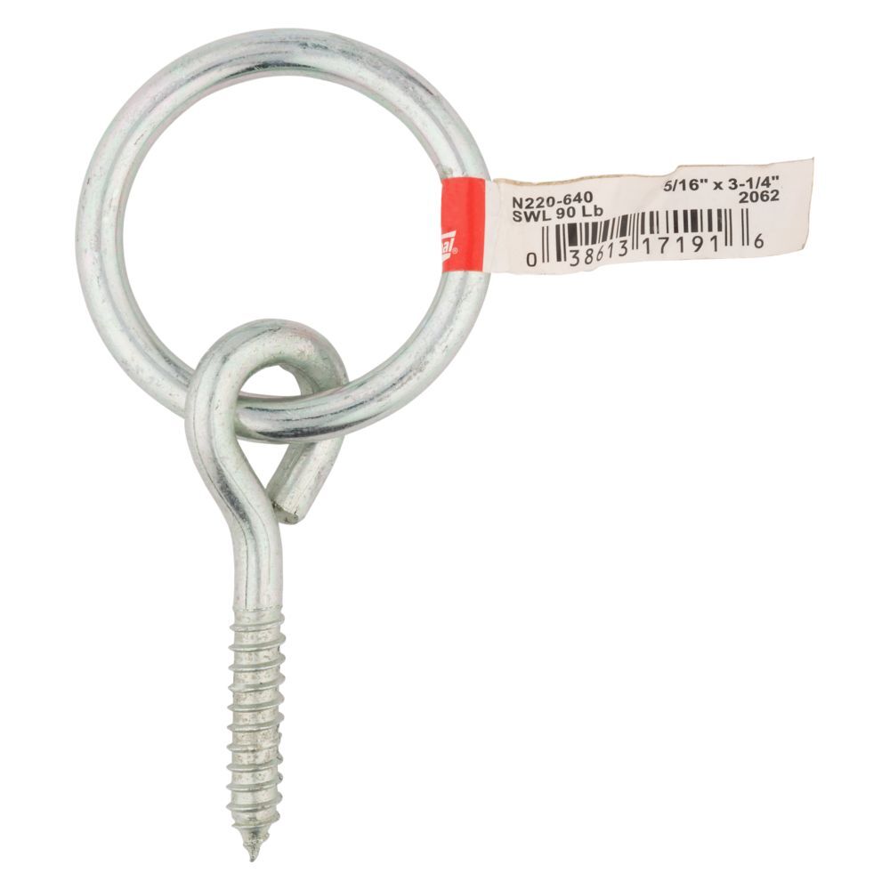 National Hardware Zinc Plated Ring With Screw Eye, 5/16-In x 3 1/4-In