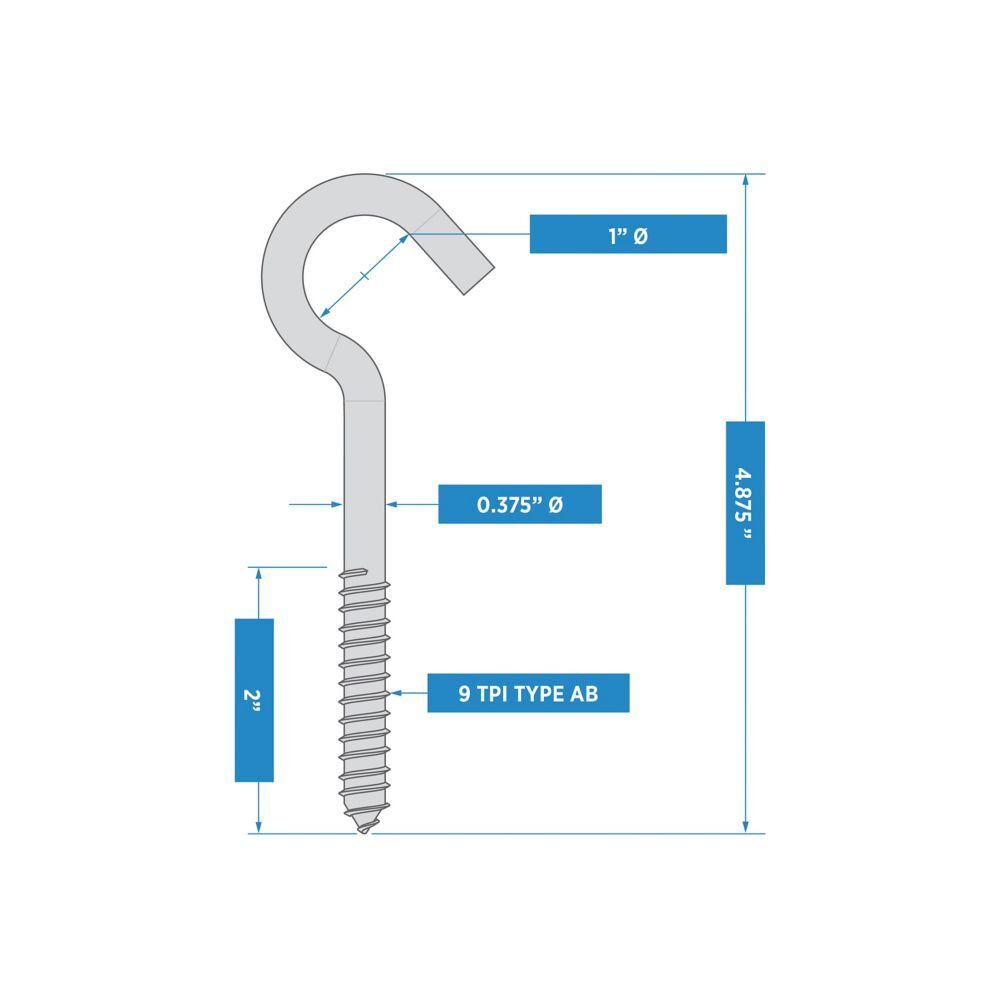 National Hardware Zinc Plated Screw Hook, 3/8-In x 4 7/8-In