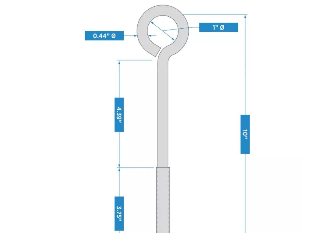 National Hardware Zinc Plated Eye Bolt, 1/2-In x 10-In