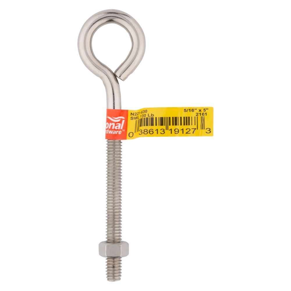 National Hardware Stainless Steel Eye Bolt, 5/16-In x 5-In