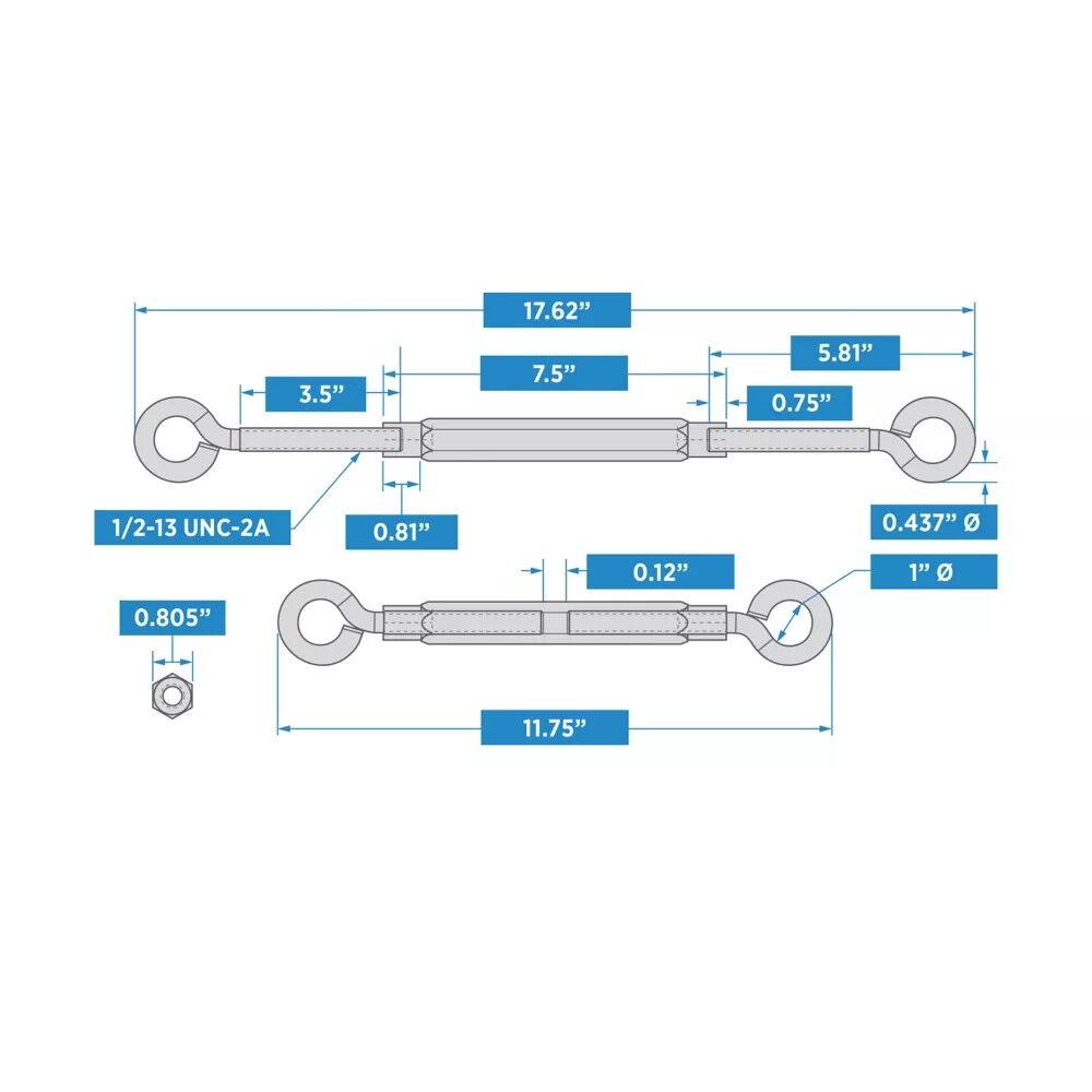 National Hardware Zinc Plated Eye/Eye Turnbuckle, 1/2-In X 17-In