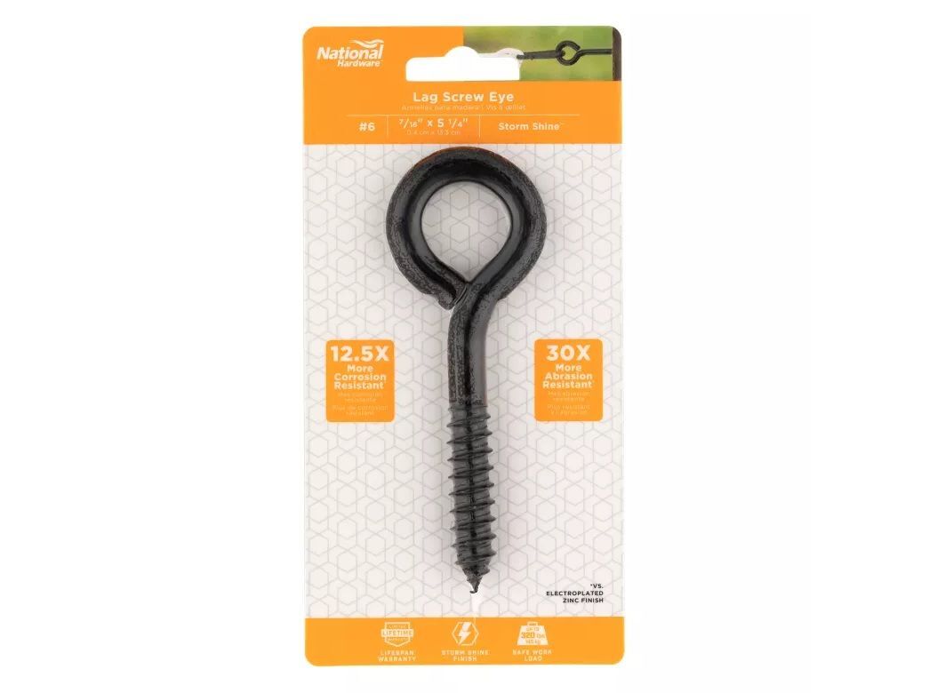 National Hardware Storm Shine Lag Screw Eyes, #6, 7/16-In x 5-1/4-In